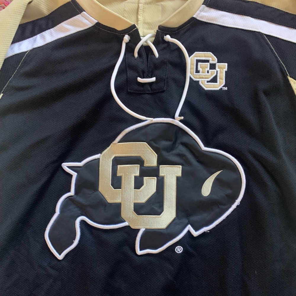 Colorado Buffaloes Hockey Jersey Sewn CU Buffs Colosseum Black Gold Mens XL - Picture 4 of 10